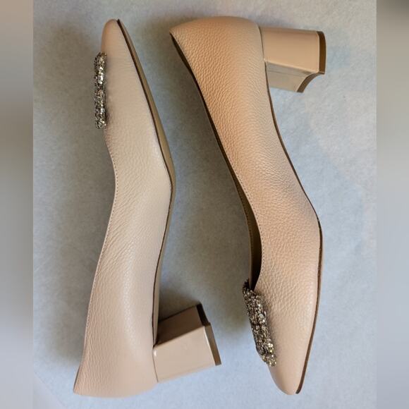 NWOT Bells & Becks The Sofia Square Toe Pump Blush Glitter Heels Sz 36 US 6 - Picture 4 of 8